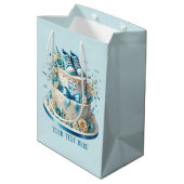 かわいい男の赤ちゃんシャワーパーティーケーキ ミディアムペーパーバッグ (裏面アングル)