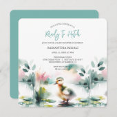 かわいい男の赤ちゃんシャワー招待状アヒル 招待状 (正面/裏面)