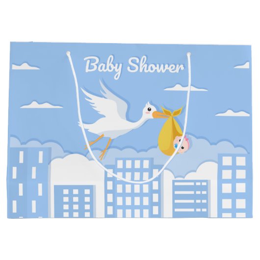 かわいい男の赤ちゃんシャワー  ラージペーパーバッグ (裏面)