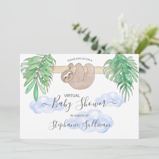 かわいい男の赤ちゃんスロスバーチャルベビースシャワー 招待状 (スタンド正面)