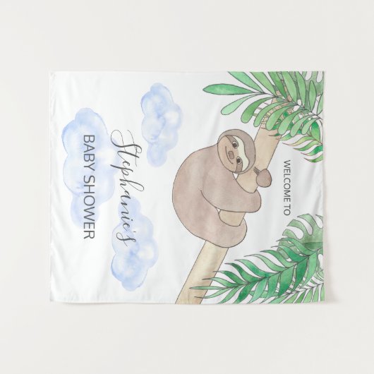 かわいい男の赤ちゃんスロスベビーシャワー タペストリー (正面(横))