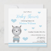 かわいい男の赤ちゃんゼブラブルーハート 招待状 (正面)