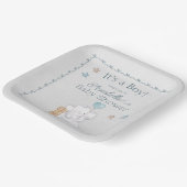 かわいい男の赤ちゃんゾウとバルーンウォーター色 ペーパープレート (傾斜あり)