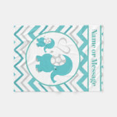 かわいい男の赤ちゃんゾウの名前の追加メッセージ フリースブランケット (正面(横))