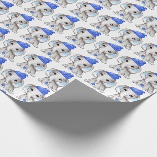 かわいい男の赤ちゃんゾウ冬のクリスマス ラッピングペーパー (角)