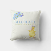 かわいい男の赤ちゃんダックパステルブルーフローラ子供部屋 クッション (正面)