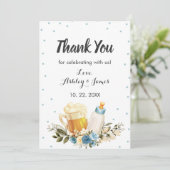 かわいい男の赤ちゃんブルーイング青い応援ベビーシャワー サンキューカード (スタンド正面)