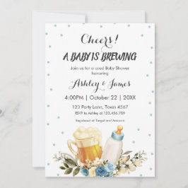 かわいい男の赤ちゃんブルーイング青い応援ベビーシャワー 招待状