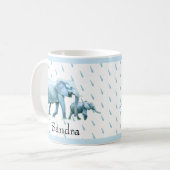 かわいい男の赤ちゃんブルーゾウ赤ちゃんシャワー コーヒーマグカップ (正面左)