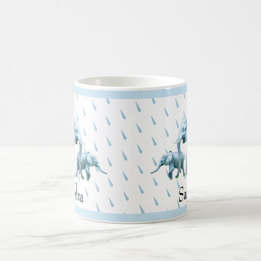 かわいい男の赤ちゃんブルーゾウ赤ちゃんシャワー コーヒーマグカップ (中央)