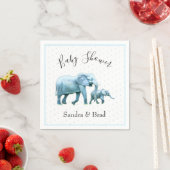 かわいい男の赤ちゃんブルーゾウ赤ちゃんシャワー スタンダードカクテルナプキン (インサイチュ)