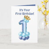 かわいい男の赤ちゃんプリンス最初の誕生日追加気持ち カード (黄色い花)