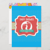 かわいい男の赤ちゃんベビーシャワー 招待状 (正面/裏面)