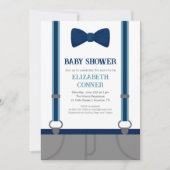 かわいい男の赤ちゃんボウタイサスペンダースシャワー招待状 招待状 (正面)