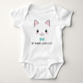 かわいい男の赤ちゃんママ猫好きベビーボディスーツ ベビーボディスーツ (正面)