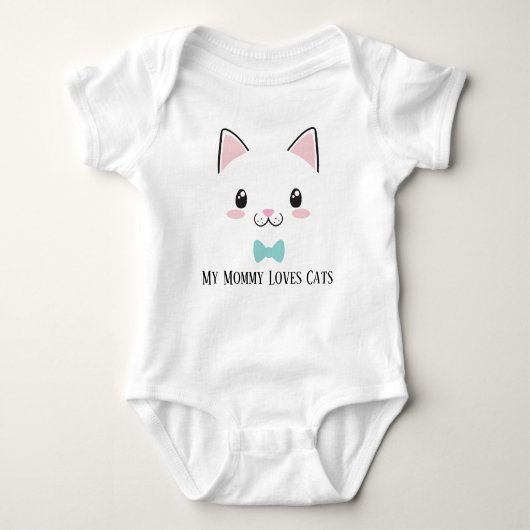 かわいい男の赤ちゃんママ猫好きベビーボディスーツ ベビーボディスーツ (正面)