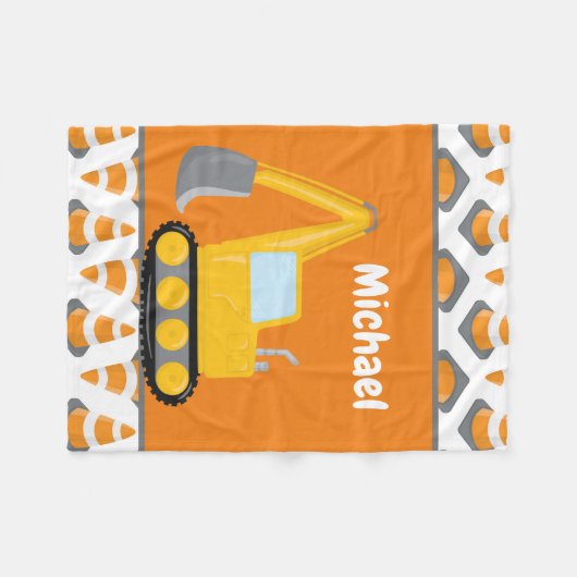 かわいい男の赤ちゃん建築の名前の追加 フリースブランケット (正面(横))