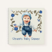 かわいい男の赤ちゃん花の枠に座る|過去記事 ノートブック (正面)