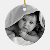 かわいい男の赤ちゃん誕生案内が真珠 セラミックオーナメント (正面)