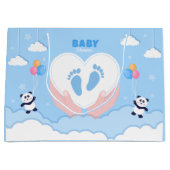 かわいい男の赤ちゃん足シャワー ラージペーパーバッグ (正面)