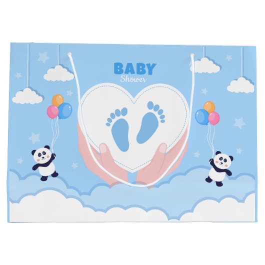 かわいい男の赤ちゃん足シャワー ラージペーパーバッグ (裏面)