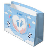 かわいい男の赤ちゃん足シャワー ラージペーパーバッグ (裏面アングル)