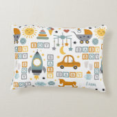 かわいい男の赤ちゃん車とおもちゃ柄の名前 アクセントクッション (裏面)