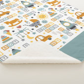 かわいい男の赤ちゃん車とおもちゃ柄の名前 シェルパブランケット (3/4)