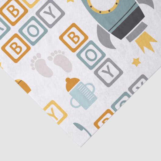 かわいい男の赤ちゃん車とおもちゃ柄の名前 薄葉紙 (詳細)