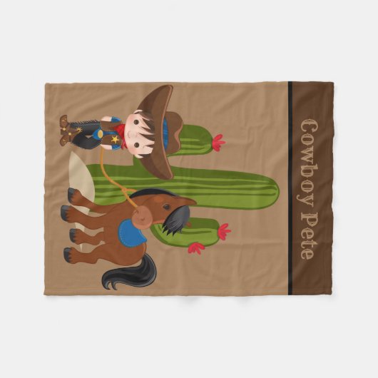 かわいい男の赤ちゃん追加の名前カウボーイブランケット フリースブランケット (正面(横))