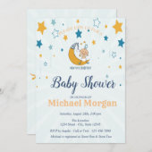 かわいい男の赤ちゃん、スターズベビーシャワー 招待状 (正面/裏面)