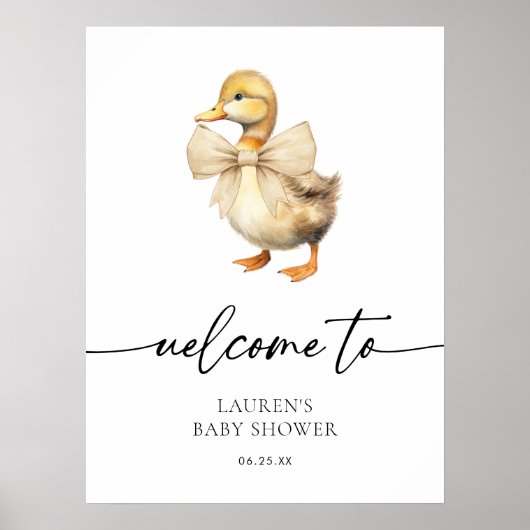 かわいい男女兼用アヒル赤ちゃんシャワーへようこそ ポスター (正面)