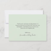 かわいい男女兼用ウッドランド動物の赤ちゃんシャワー サンキューカード (裏面)