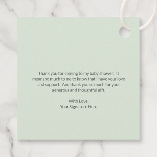 かわいい男女兼用ウッドランド動物の赤ちゃんシャワー フェイバータグ (裏面)