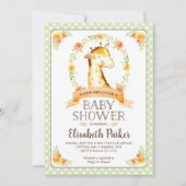 かわいい男女兼用キリン赤ちゃんシャワー招待状 招待状 (正面)