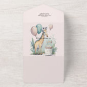 かわいい男女兼用キリン赤ちゃんシャワー オールインワン招待状 (外側)