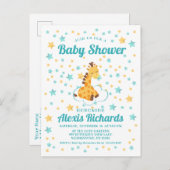 かわいい男女兼用キリン&スターズベビーシャワー インビテーションポストカード (正面/裏面)