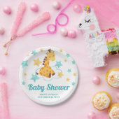 かわいい男女兼用キリン&スターズベビーシャワー ペーパープレート (パーティー)