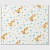 かわいい男女兼用キリン&スターズベビーシャワー ラッピングペーパー (フラット)