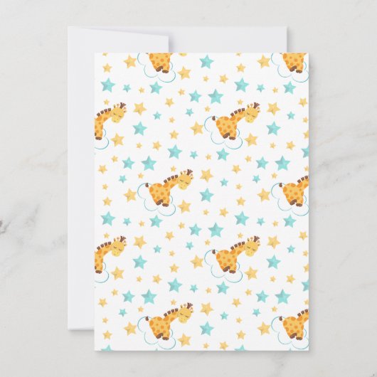 かわいい男女兼用キリン&スターズベビーシャワー 招待状 (裏面)