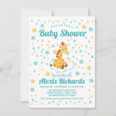 かわいい男女兼用キリン&スターズベビーシャワー 招待状 (正面)