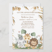 かわいい男女兼用サファリの動物の赤ちゃんシャワー 招待状 (正面)