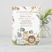かわいい男女兼用サファリの動物の赤ちゃんシャワー 招待状 (スタンド正面)
