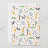 かわいい男女兼用サファリの赤ちゃんシャワー 招待状 (裏面)