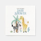 かわいい男女兼用サファリ動物の赤ちゃんシャワー スタンダードカクテルナプキン (正面)