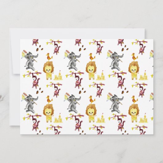 かわいい男女兼用サファリ象の赤ちゃんシャワー 招待状 (裏面)