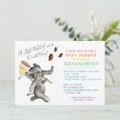 かわいい男女兼用サファリ エレファント ベビーシャワー 招待状 (スタンド正面)