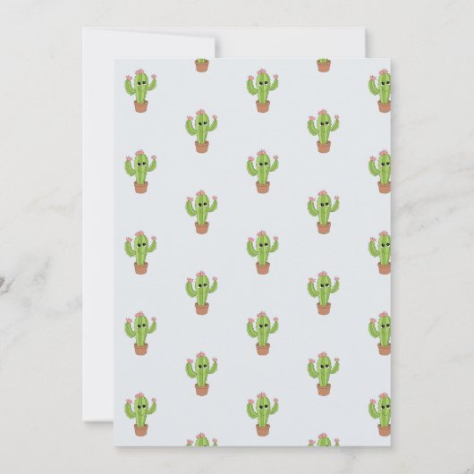 かわいい男女兼用サボテン植物名赤ちゃんシャワー 招待状 (裏面)
