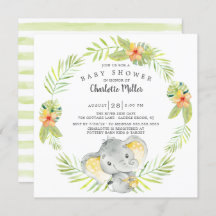 かわいい男女兼用ジャングル象の赤ちゃんシャワー