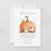 かわいい男女兼用スクリプトハロウィーン赤ちゃんシャワー サンキューカード (正面)